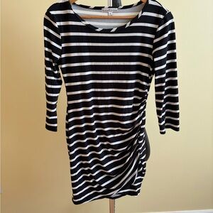 Moa Moa Black and White Striped Long Sleeve Dress
